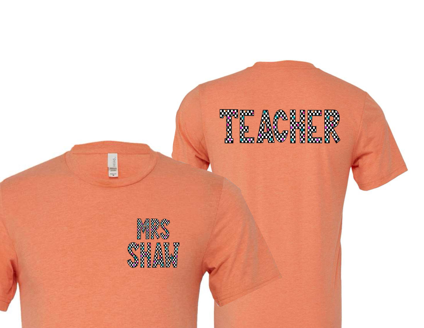 TEACHER TEE/ CHECK & SMILEYS